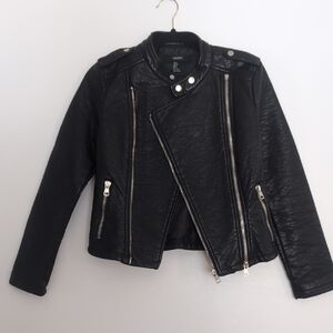 Sz Small Forever 21 Biker Black Leather Moto Jacket.Style Casual